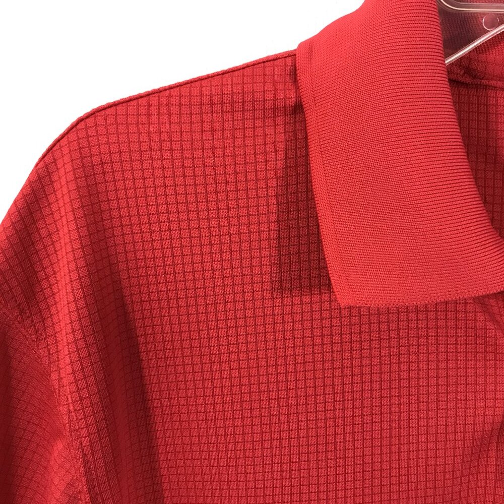 Men's Haggar Textured Short Sleeve Polo Shirt Red M